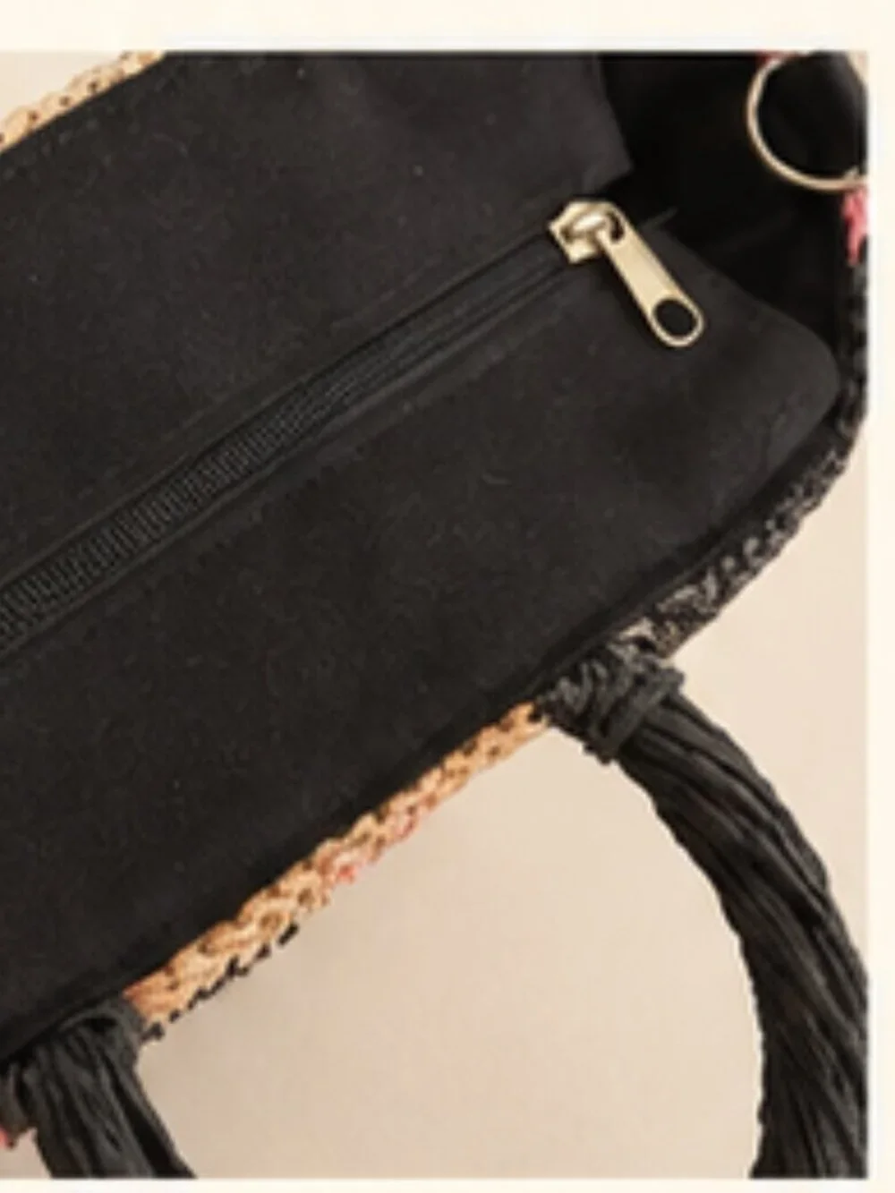 Striped Raffia Cynthia Rowley Tote Pink Black Straw Woven Summer Beach Market